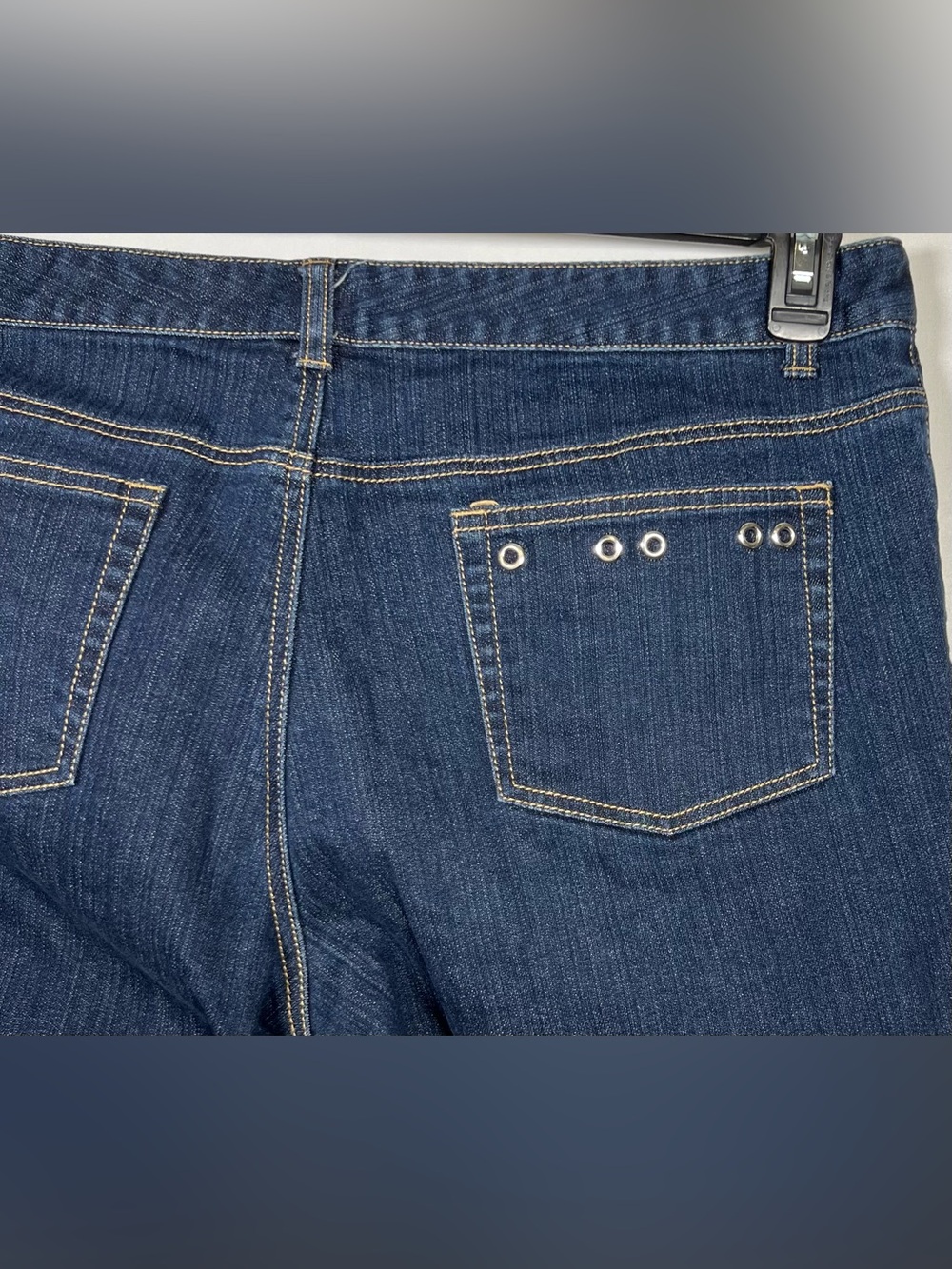 Michael Kors Women’s Bootcut Jeans Size 14 Dark Blue Grommet Back Pocket - Picture 4 of 10